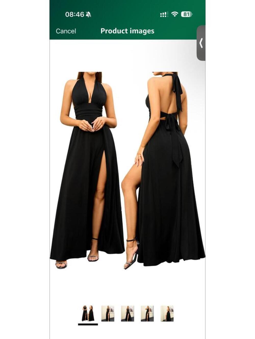 Women's Black Halter Maxi Dress XL – Wedding Guest Formal W121